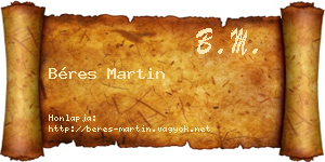 Béres Martin névjegykártya